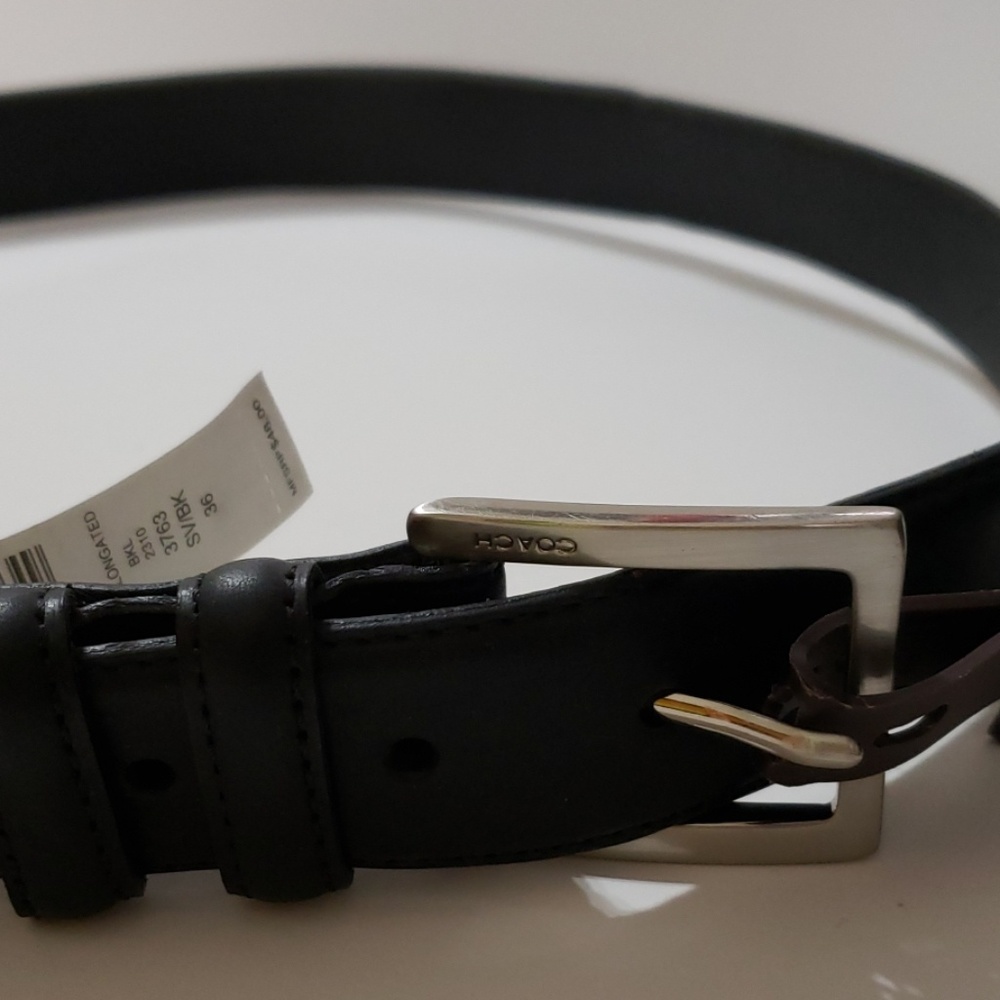 Authentic Coach Men's Black Leather Belt New 36